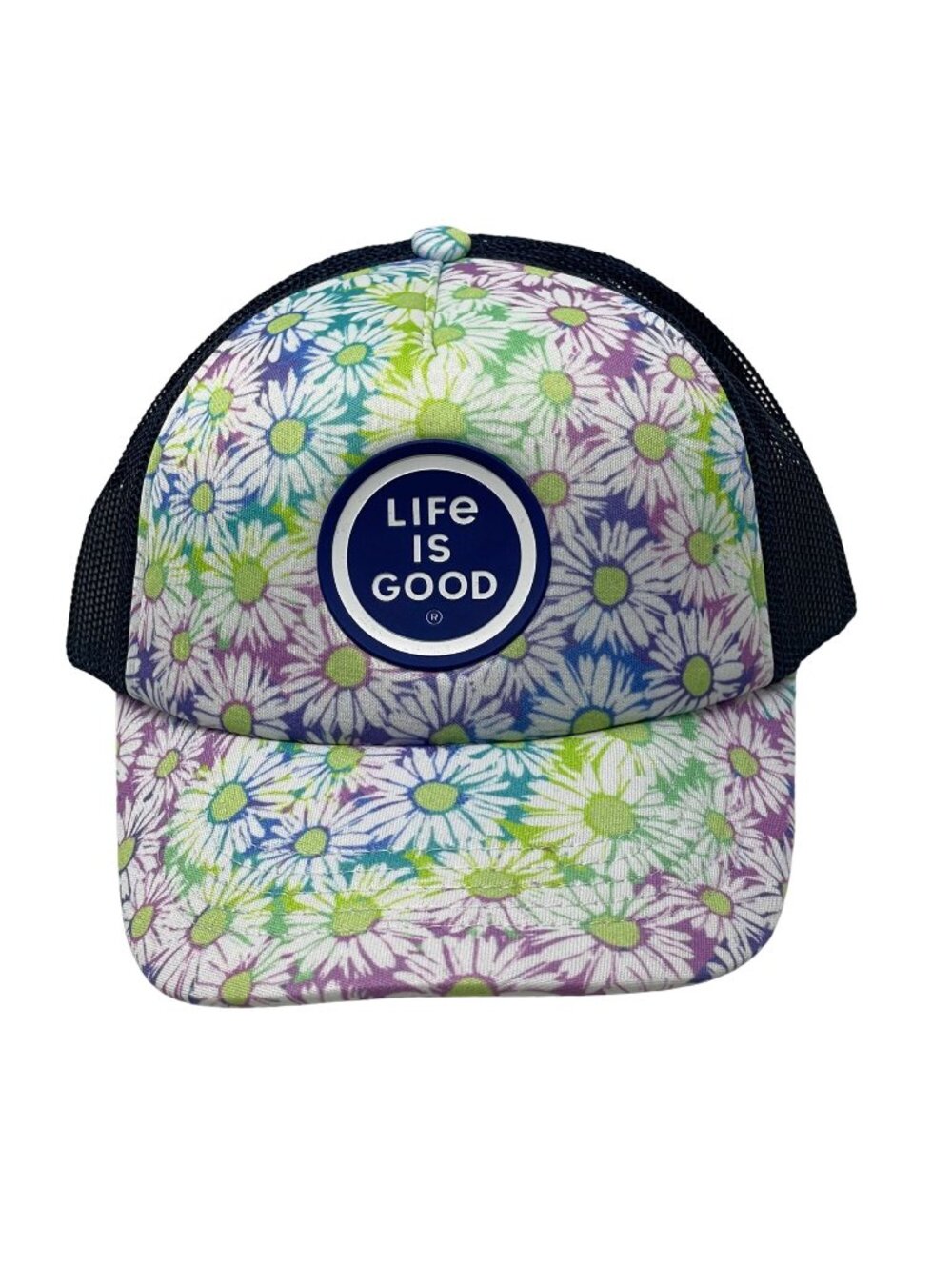 Life Is Good Kids Large XL Tie Dye Daisy New Kids Trucker Hat Mesh Snapback NWT
